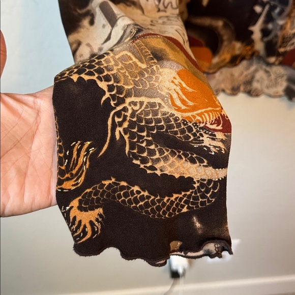 Vintage Asian inspired long sleeve dragon blouse size large - Picture 4 of 7